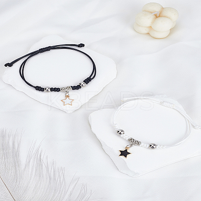 2Pcs Zinc Alloy Star Charm Bracelets for Women BJEW-LP0002-44-1