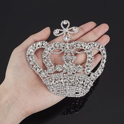 Crown Glass Rhinestone Patches DIY-WH0260-81A-1