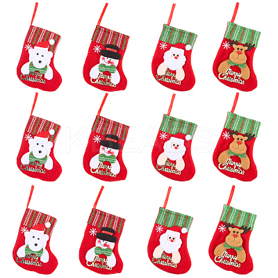 12Pcs 4 Styles Cloth Christmas Stocking Gift Bag Pendant Decoration FIND-SP0020-60D-1