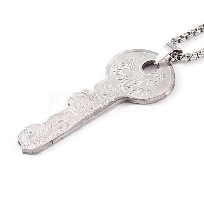 Non-Tarnish Key 201 Stainless Steel Pendant Necklace LS-NJEW-F320-01P-1