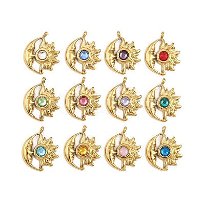 304 Stainless Steel Rhinestone Pendants STAS-Z166-24G-1