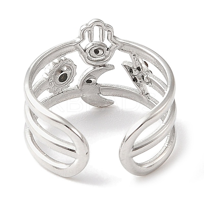 304 Stainless Steel Open Cuff Ring for Women RJEW-F166-01P-02-1