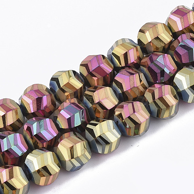 Electroplate Glass Beads Strands X-EGLA-T018-01-B02-1