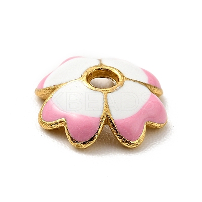 4-Petal Alloy Enamel Bead Caps FIND-G029-06G-01-1