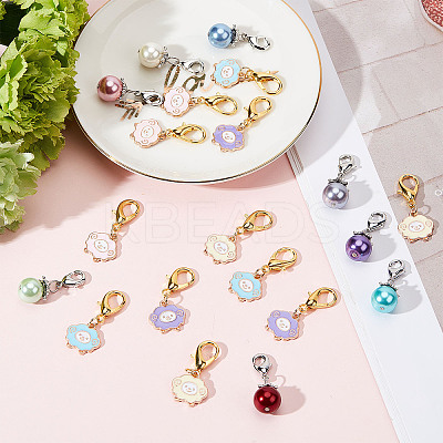 12Pcs Alloy Enamel Sheep Pendant Decorations HJEW-SC0001-22-1
