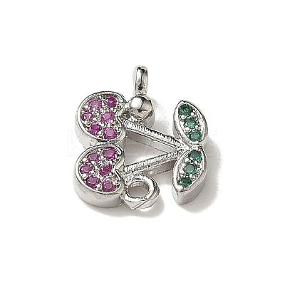 Brass Pave Green and Orchid Cubic Zirconia Cherry Connector Charms KK-I276-47B-P-1