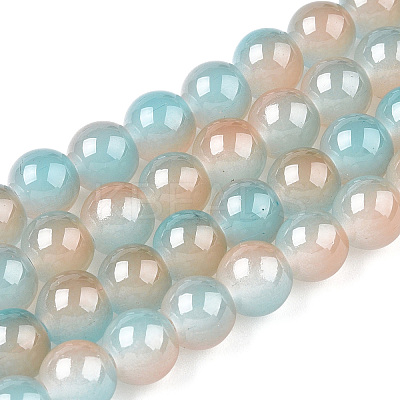 Baking Paint Imitation Jade Glass Round Bead Strands X1-DGLA-N003-10mm-05-1