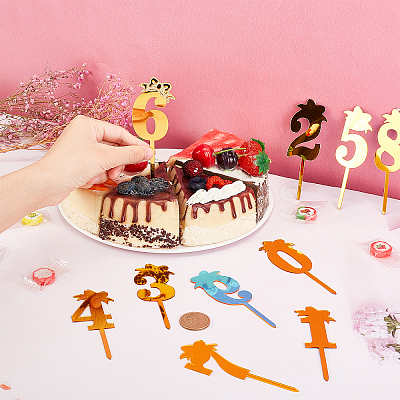 6Pcs 6 Style Acrylic Cake Insert Card Decoration BAKE-SD0001-03-1