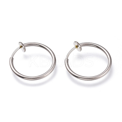 Tarnish Resistant 304 Stainless Steel Retractable Clip-on Hoop Earrings X-STAS-O135-01C-1