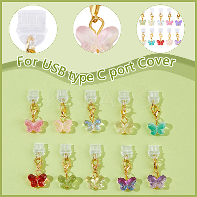 10Pcs 10 Colors PVC Mobile Dustproof Plugs HJEW-WH00166-1