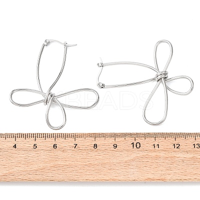 Hollow Flower 201 Stainless Steel Hoop Earrings LS-EJEW-P337-01P-1