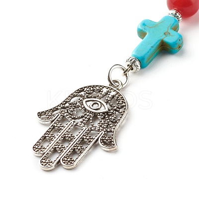 Natural & Dyed Malaysia Jade Bead and Synthetic Turquoise beads Keychain KEYC-JKC00267-01-1
