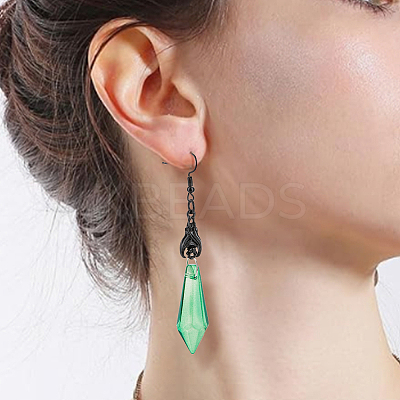4 Pairs 4 Style Acrylic Imitation Gemstone Bullet Dangle Earrings EJEW-AN0003-96-1