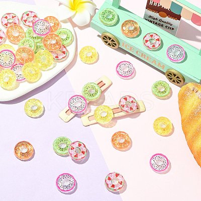 40Pcs 5 Colors Fruit Transparent Resin Cabochons CRES-CJ0001-85-1