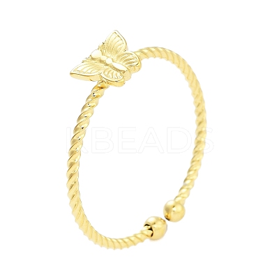 Real 18K Gold Plated 304 Stainless Steel Open Cuff Rings for Women LS-RJEW-B061-02G-02-1