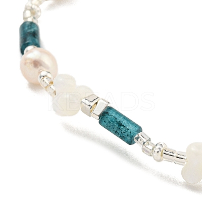 Column Natural Dyed Gemstone Stretch Bracelets BJEW-M315-05P-1