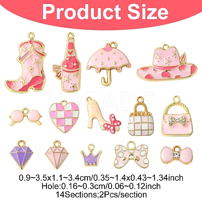 28Pcs 14 Styles Alloy Enamel Pendants ENAM-FS0002-25-1
