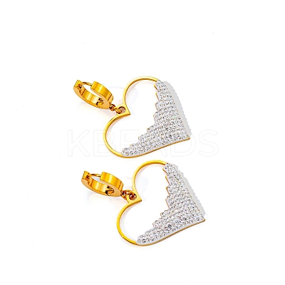 304 Stainless Steel & Rhinestone Hoop Earrings FS-WGD5BB7-03-1