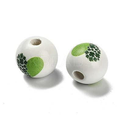 St. Patrick's Day Series Printed Schima Wood European Beads WOOD-V002-01E-1