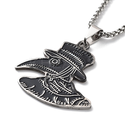 201 Stainless Steel Enamel Pendant Necklace NJEW-K253-17P-1