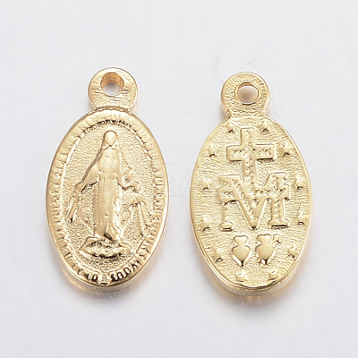 304 Stainless Steel Miraculous Medal Charms X-STAS-F155-17G-1