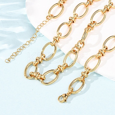 10MM 304 Stainless Steel Oval Link Chain Necklaces for Women X-NJEW-G194-04G-1