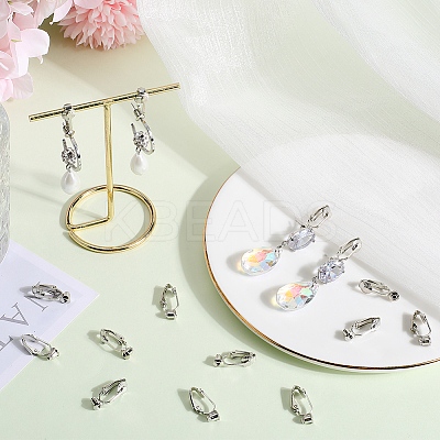 40Pcs Brass Clip-on Earring Converters Findings KK-SC0004-70P-1