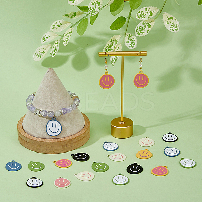 50Pcs 10 Colors Alloy Enamel Pendants ENAM-DC0001-85-1