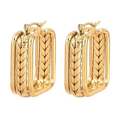 304 Stainless Steel Square Hoop Earrings EJEW-I320-27G-01-1