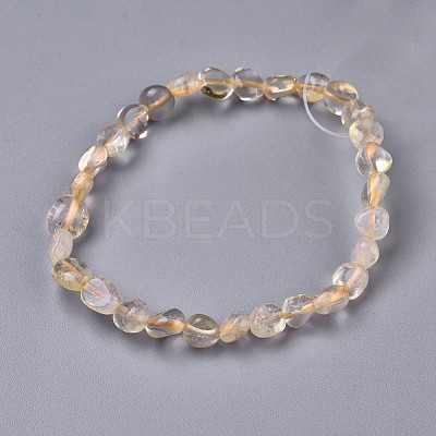 Natural Citrine Bead Stretch Bracelets BJEW-K213-66-1