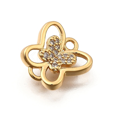 Brass Micro Pave Cubic Zirconia Butterfly Connector Charms KK-B152-23G-1