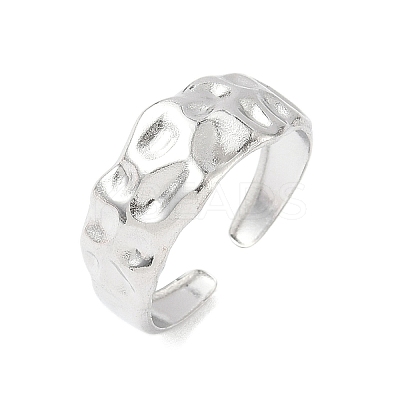 Hammered 304 Stainless Steel Cuff Rings LS-RJEW-S626-04P-1
