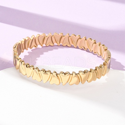 Valentine's Day 304 Stainless Steel Heart Open Hinged Cuff Bangles for Women SA-CBA7A40-07G-1