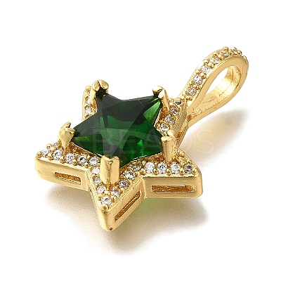 Brass Micro Pave Cubic Zirconia Pendants KK-K389-045G-1