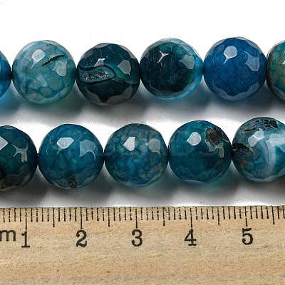 Faceted Natural Dragon Veins Agate Beads Strands X-G-F447-12mm-P05-1