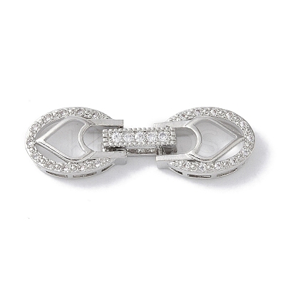 Rack Plating Brass Micro Pave Clear Cubic Zirconia Fold Over Clasps KK-NH0002-03A-P-1