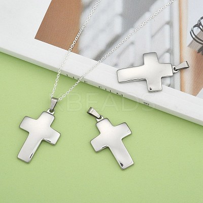 Tarnish Resistant Cross 304 Stainless Steel Surface Pendants LS-STAS-D146-03-1