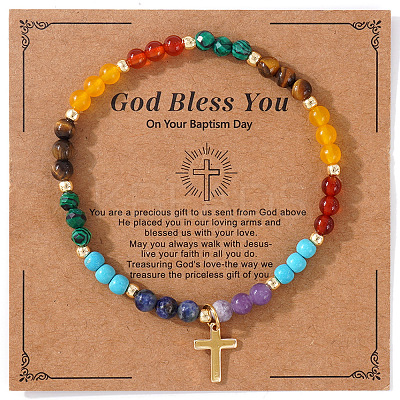 Natural Mixed Gemstone Round Beads Stretch Bracelets SF2277-3-1