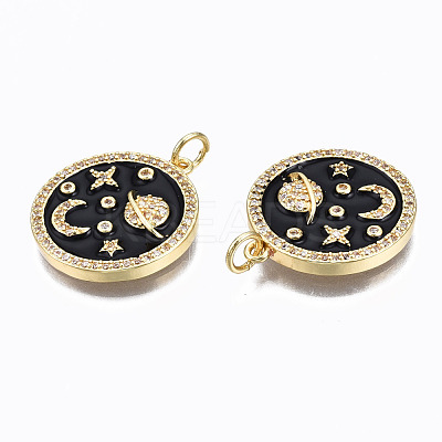Brass Micro Pave Clear Cubic Zirconia Pendants ZIRC-N039-134-NF-1