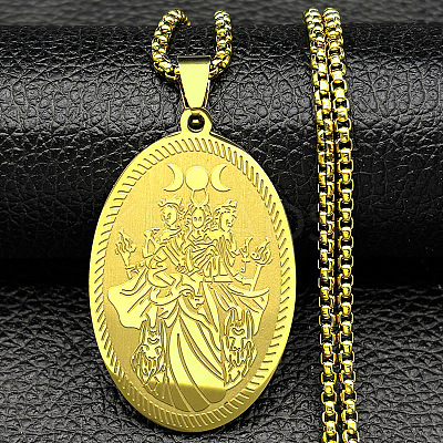 304 Stainless Steel Pendant Necklaces NJEW-B153-02C-G-1