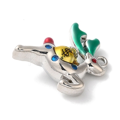 Christmas Deer with Money Bag Rack Plating Alloy Enamel Pendants FIND-I039-024B-P-1