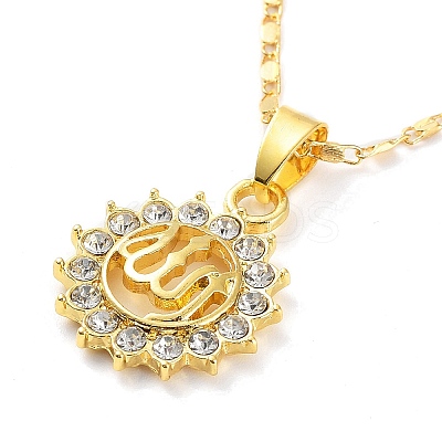 Golden Alloy Rhinestone Pendant Necklaces LS-NJEW-P284-01G-1
