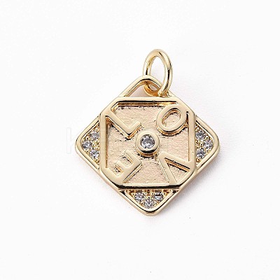 Brass Micro Pave Clear Cubic Zirconia Charms KK-Q765-010-NF-1