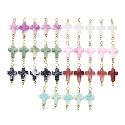 35Pcs 7 Colors Two Tone Cross Acrylic Connector Charms PALLOY-JF03528-01-1