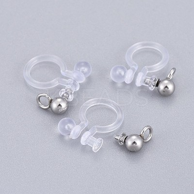 304 Stainless Steel Clip-on Earring Component STAS-L238-081P-1