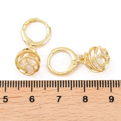 Hollow Oval Brass Clear Cubic Zirconia Leverback Earrings EJEW-H182-04B-G-1