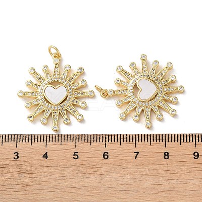 Brass Micro Pave Clear Cubic Zirconia Pendants KK-B083-36B-G-1