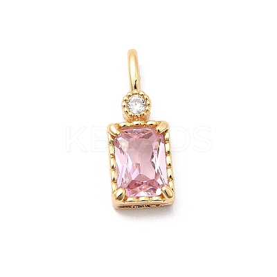 Brass with Cubic Zirconia Pendants KK-F916-10G-01-1