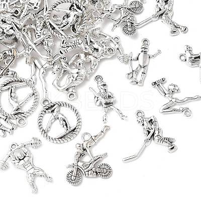 40Pcs 10 Style Tibetan Style Alloy Sport Pendants TIBEP-FP0001-11-1