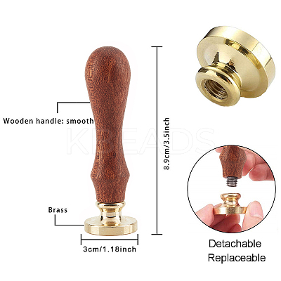 Brass Wax Seal Stamp with Handle AJEW-WH0184-0483-1